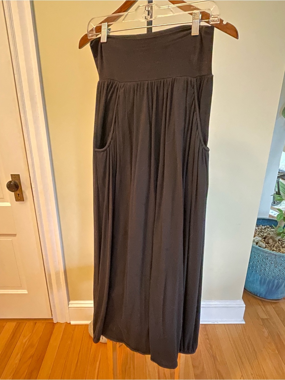 Garnet Hill Favorite Knit Maxi Skirt Black Small